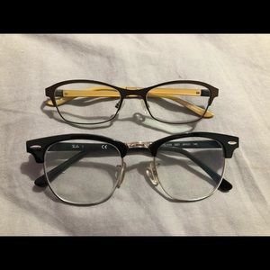 2 pairs of eyeglasses ( one Ray Ban)